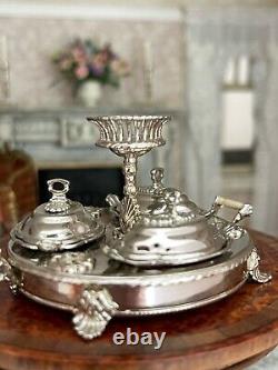 RARE Miniature Dollhouse Artisan Sterling Eugene Kupjack English Breakfast Set