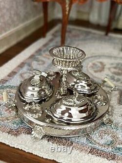 RARE Miniature Dollhouse Artisan Sterling Eugene Kupjack English Breakfast Set