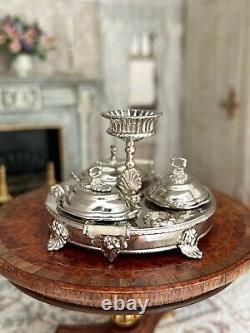 RARE Miniature Dollhouse Artisan Sterling Eugene Kupjack English Breakfast Set