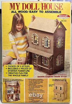 RARE Skilcraft 1977 Doll House All Wood With Furniture Kit #650 3 Styles