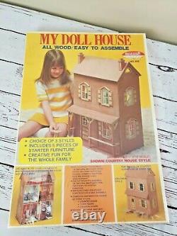 RARE Skilcraft 1977 Doll House All Wood With Furniture Kit #650 SEALED 3 Styles
