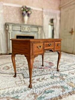 RARE Vintage Miniature Dollhouse John Hodgson UK IGMA Artisan Desk 1984 Burlwood