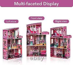 ROBOTIME Wood Playhouse Dream House Dollhouse Furniture Girls Play Fun House