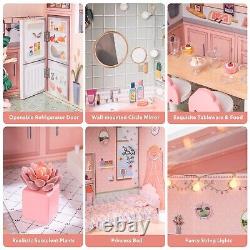 ROBUD DIY LED Wooden 16 Spring Garden Dollhouse Baby Gift for 3-6 Years