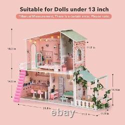 ROBUD DIY LED Wooden 16 Spring Garden Dollhouse Baby Gift for 3-6 Years