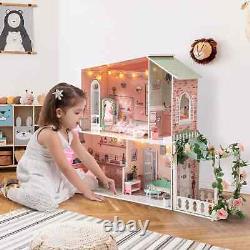 ROBUD Wooden Dollhouse for Children Aged 3-12 Children's Dollhouse Birthday Gift