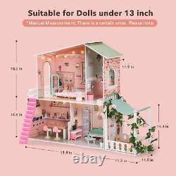 ROBUD Wooden Dollhouse for Children Aged 3-12 Children's Dollhouse Birthday Gift