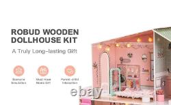 ROBUD Wooden Dollhouse for Children Aged 3-12 Children's Dollhouse Birthday Gift