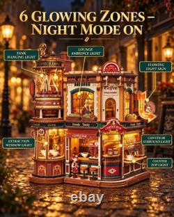 ROKR Moving Dream Coffee Factory DIY Miniature House Kit