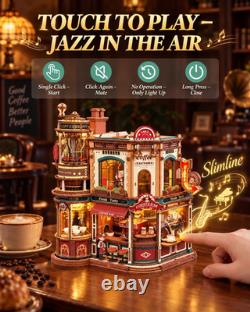 ROKR Moving Dream Coffee Factory DIY Miniature House Kit
