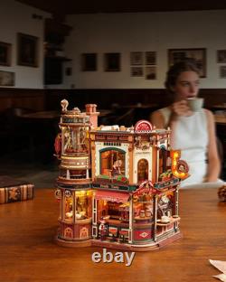 ROKR Moving Dream Coffee Factory DIY Miniature House Kit