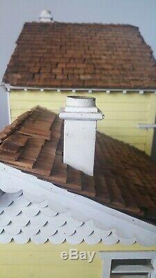 Rare Custom Crafted VTG Colonial Wooden Large 3 Story Dollhouse withFurniture