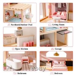 Robud Kids Wooden Dollhouse with Furniture Florida Black Playset for Ages3+
