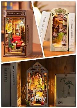 Rolife 9 Kinds DIY Book Nook LED Light Model Wooden Miniature Doll House Gifts