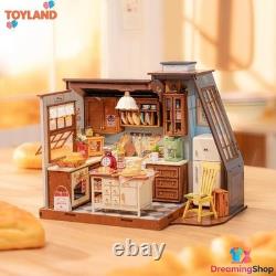 Rolife DIY Miniature Dollhouse Kit Baking Kitchen with LED Light Craft Gift