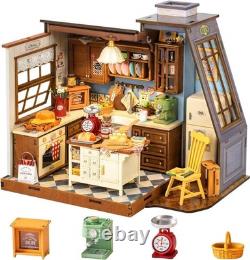 Rolife DIY Miniature Dollhouse Kit Baking Kitchen with LED Light Craft Gift