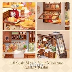 Rolife DIY Miniature Dollhouse Kit Baking Kitchen with LED Light Craft Gift
