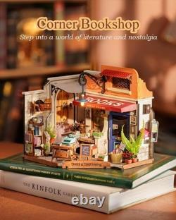 Rolife DIY Wooden Dollhouse Miniature Bookstore with LED Kit Building Model Gift