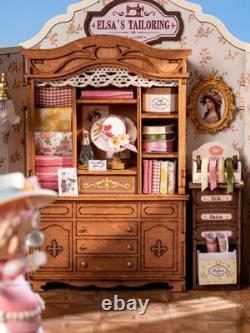 Rolife Elsa's Tailoring Wooden DIY Miniature Dollhouse Toys kit Adult Child Gift