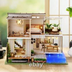 SPILAY DIY Dollhouse Miniature Wooden Furniture Kit, Handmade Craft Mini Villa Mo