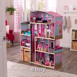 Shimmer Mansion Wooden Dollhouse, over 4 Feet Tall, Lights & Sounds and 30 Piece
