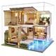 Spilay 1/24 Miniature Dollhouse Handmade Kit Set for Beginners + LED Light