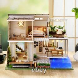 Spilay 1/24 Miniature Dollhouse Handmade Kit Set for Beginners + LED Light