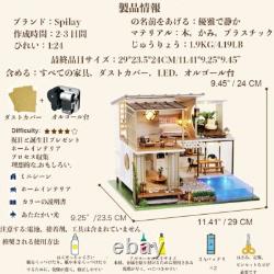 Spilay 1/24 Miniature Dollhouse Handmade Kit Set for Beginners + LED Light