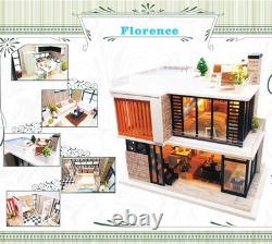 Spilay Dollhouse Miniature with Furniture, DIY Kit Mini Modern Villa Model with