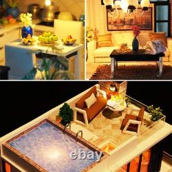 Spilay Dollhouse Miniature with Furniture, DIY Kit Mini Modern Villa Model with