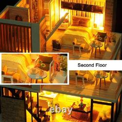 Spilay Dollhouse Miniature with Furniture, DIY Kit Mini Modern Villa Model with