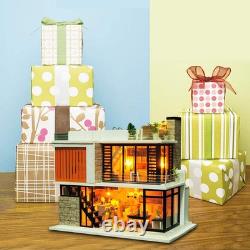 Spilay Dollhouse Miniature with Furniture, DIY Kit Mini Modern Villa Model with