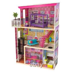 Super Model Wooden Dollhouse with Elevator and 11 Accessories Ages 3 and Up