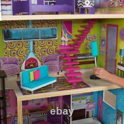 Super Model Wooden Dollhouse with Elevator and 11 Accessories Ages 3 and Up