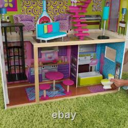 Super Model Wooden Dollhouse with Elevator and 11 Accessories Ages 3 and Up