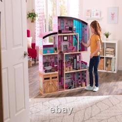 Tall Large Wooden Mansion Dollhouse with Lights & Sounds Kids Children's Toys Pink