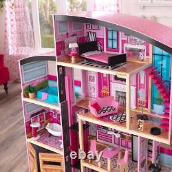 Tall Large Wooden Mansion Dollhouse with Lights & Sounds Kids Children's Toys Pink