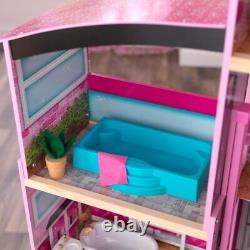 Tall Large Wooden Mansion Dollhouse with Lights & Sounds Kids Children's Toys Pink