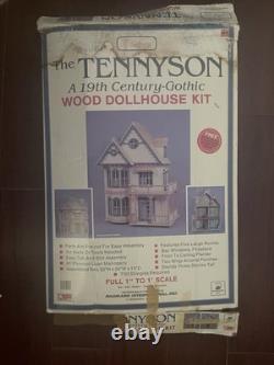 Tennyson Whitney 19th c gothic wood dollhouse kit 1' scale In Box + Furniture