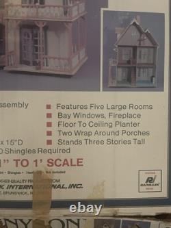 Tennyson Whitney 19th c gothic wood dollhouse kit 1' scale In Box + Furniture