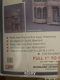 Tennyson Whitney 19th c gothic wood dollhouse kit 1' scale In Box + Furniture