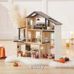 Tiny Land Sweetwood Edge 3-Story Dollhouse, 53-Piece Furniture Playset NEW in BX