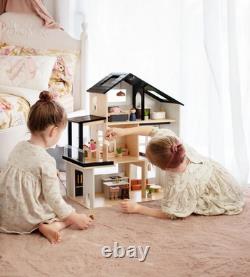 Tiny Land Sweetwood Edge 3-Story Dollhouse, 53-Piece Furniture Playset NEW in BX