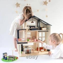 Tiny Land Sweetwood Edge 3-Story Dollhouse, 53-Piece Furniture Playset NEW in BX