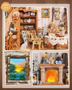 Tonecheer Dollhouse Miniature Handmade Kit DIY Wooden Set Miniature House Kit Wh