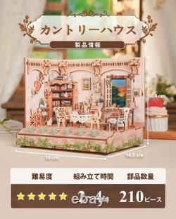 Tonecheer Dollhouse Miniature Handmade Kit DIY Wooden Set Miniature House Kit Wh