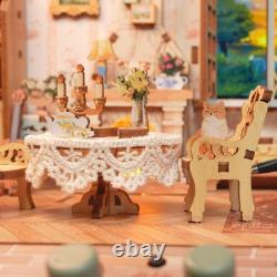 Tonecheer Dollhouse Miniature Handmade Kit DIY Wooden Set Miniature House Kit Wh