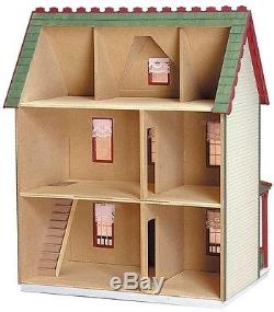 Unfinished Paintable DIY Vermont Farmhouse 7 Room Dollhouse Project Craft Kit