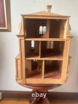 Unfinished Victorian Wooden Dollhouse DIY Kit with Complete Miniature Furniture Se