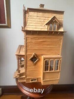 Unfinished Victorian Wooden Dollhouse DIY Kit with Complete Miniature Furniture Se